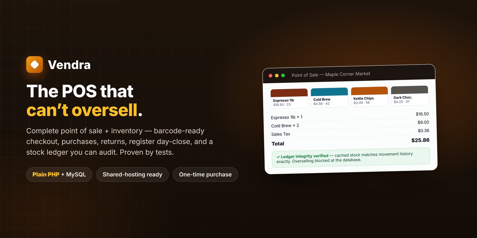 Vendra — POS & Inventory System (PHP + MySQL, Self-Hosted) preview